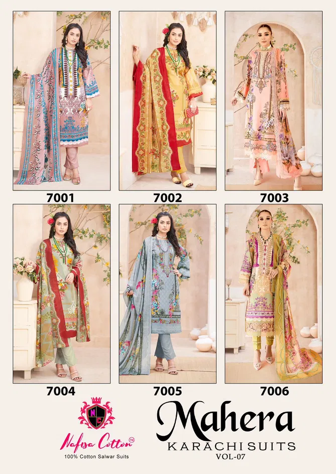 Mahera Vol 7 By Nafisa Karachi Cotton Dress Material Wholesale Price In Surat
